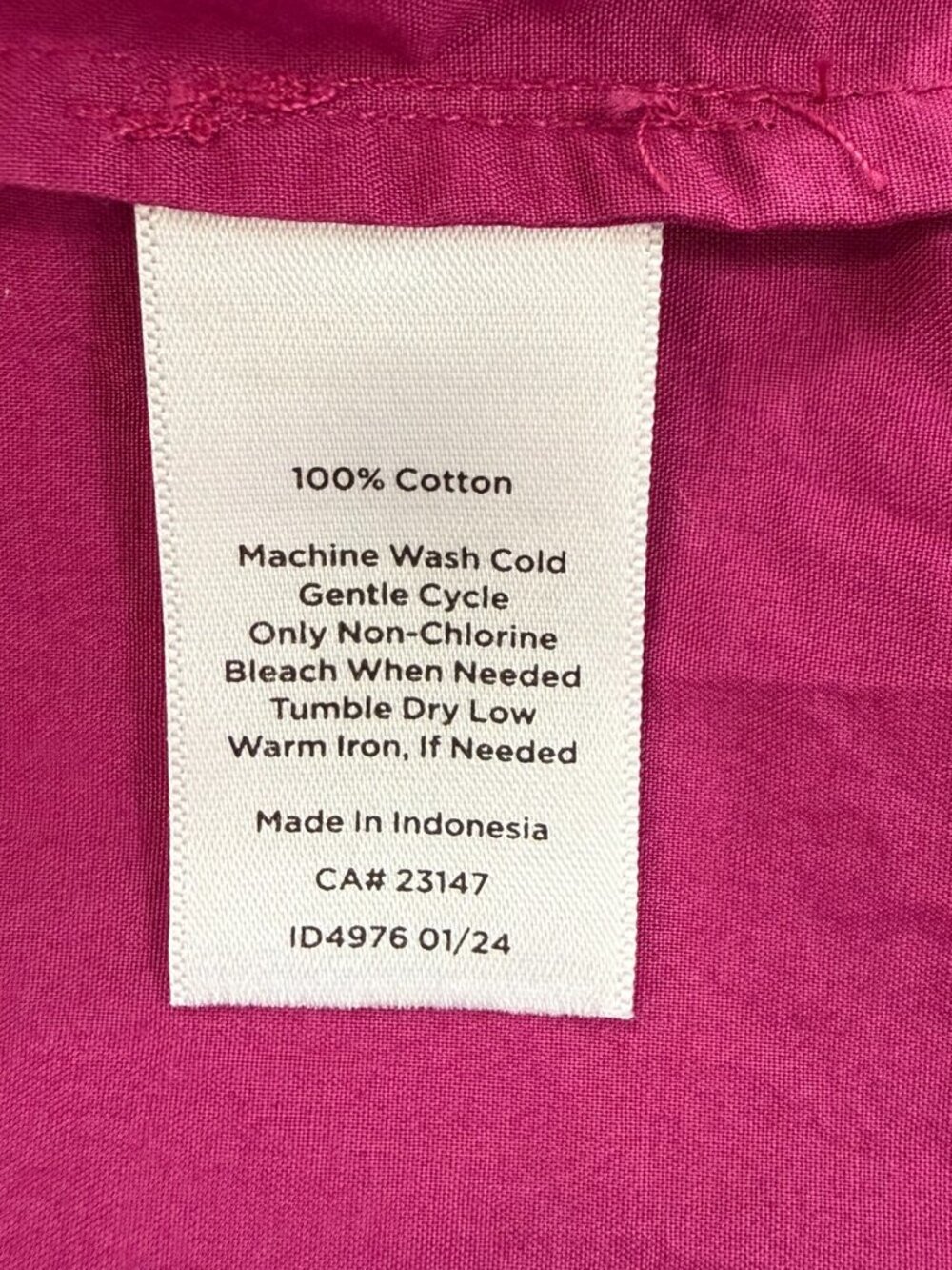 Talbots 100% Cotton Magenta Puff Sleeve Popover Blouse Size M - Picture 6 of 8